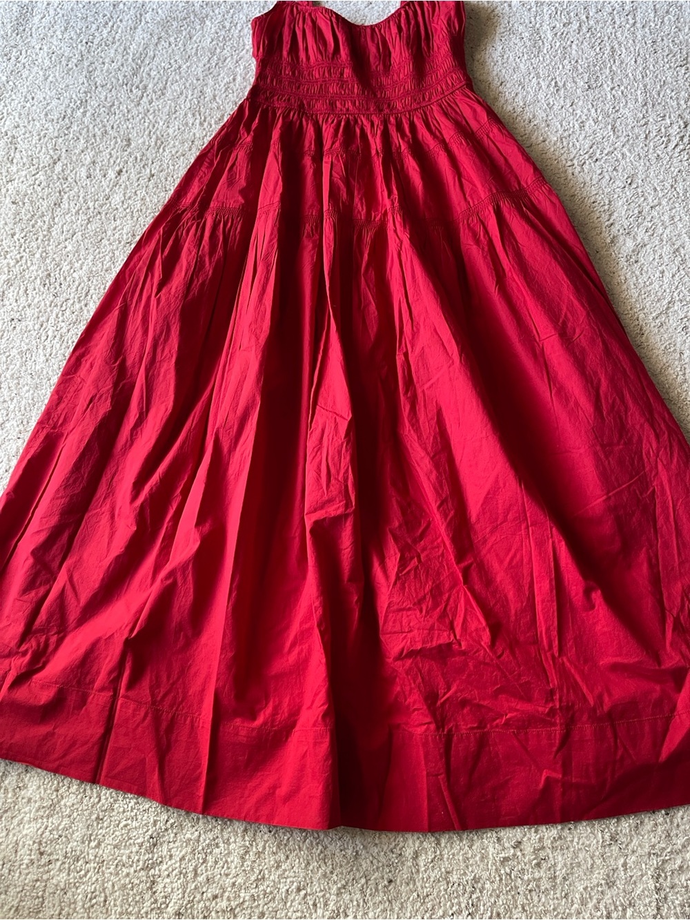 Doen Clover Red Dress Poplin Organic Cotton Tiered Sundress - Picture 8 of 15